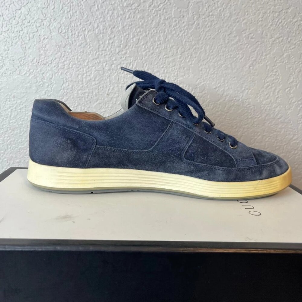 Prada 2646 Navy Blue Suede Casual Sneaker Shoes Low Top Men's 9.5 UK/10.5 US - Picture 2 of 13